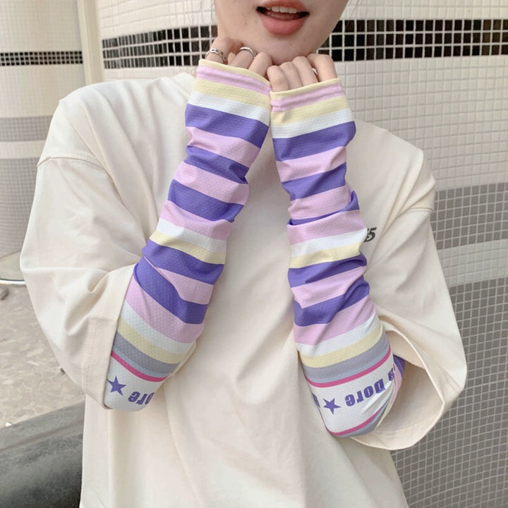 Y2K Hand Sleeve Striped Half-finger Sunscreen Sleeve Multicolor Arm Sleeve 36508:516366 36508:516366