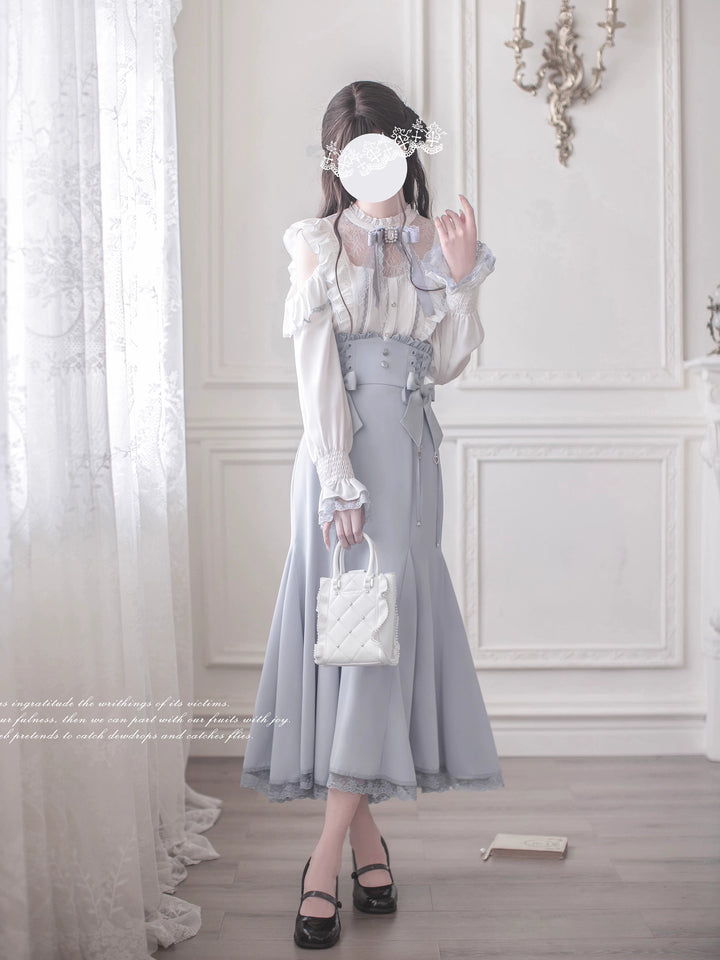 Water Blue Seiso Kei Mermaid Skirt Outfit (L M S XL) 43803:786277