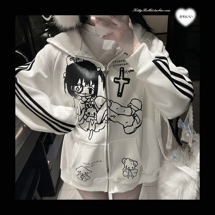 Subculture Jacket Zipper Hoodie Coat Hospital Doll Print 42073:725039