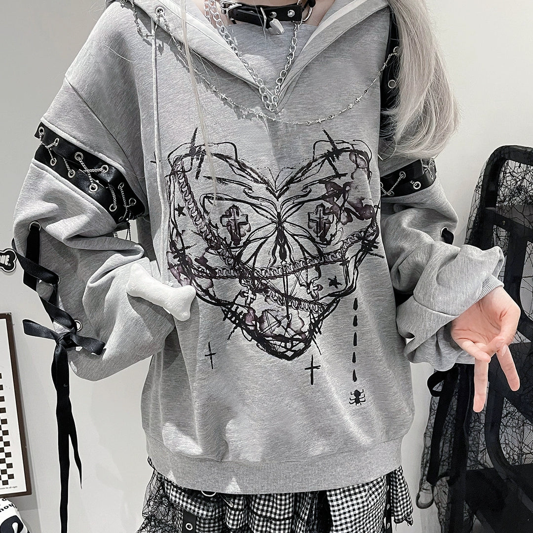 Jirai Kei Outfit Set Gothic Sailor Collar Hoodie Skirt Set Jirai Kei Outfit Set Gothic Sailor Collar Hoodie Skirt Set