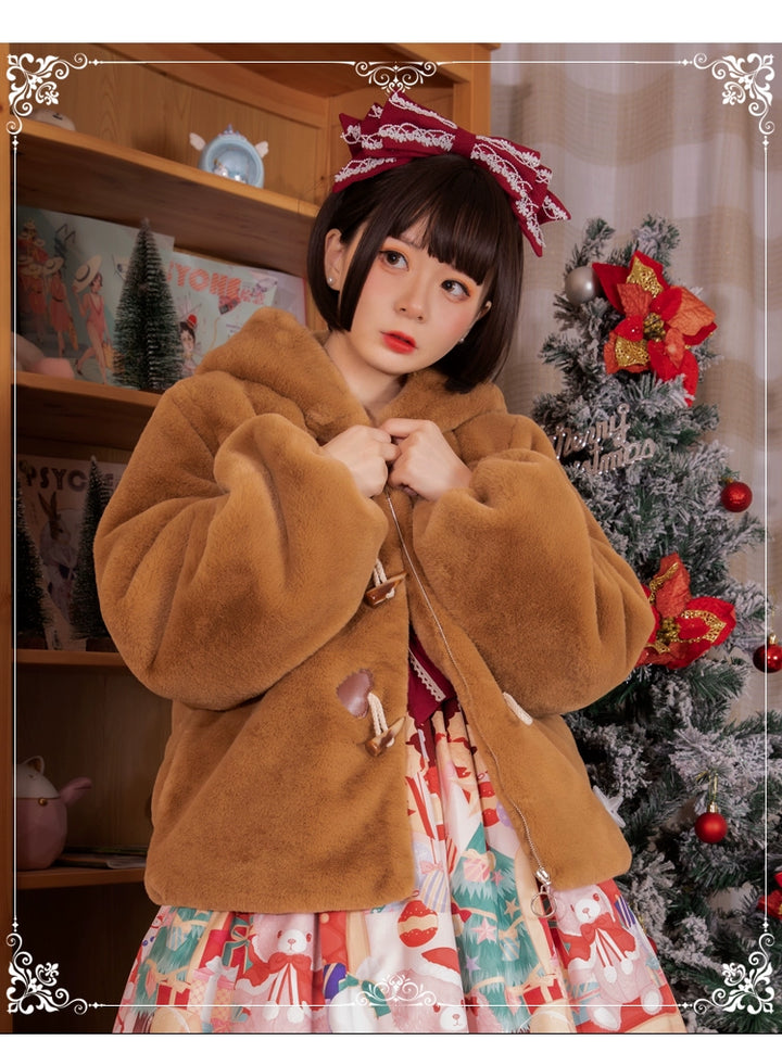 Sweet Lolita Winter Coat Plush Hoodie Jacket Bunny Ears 40318:661448