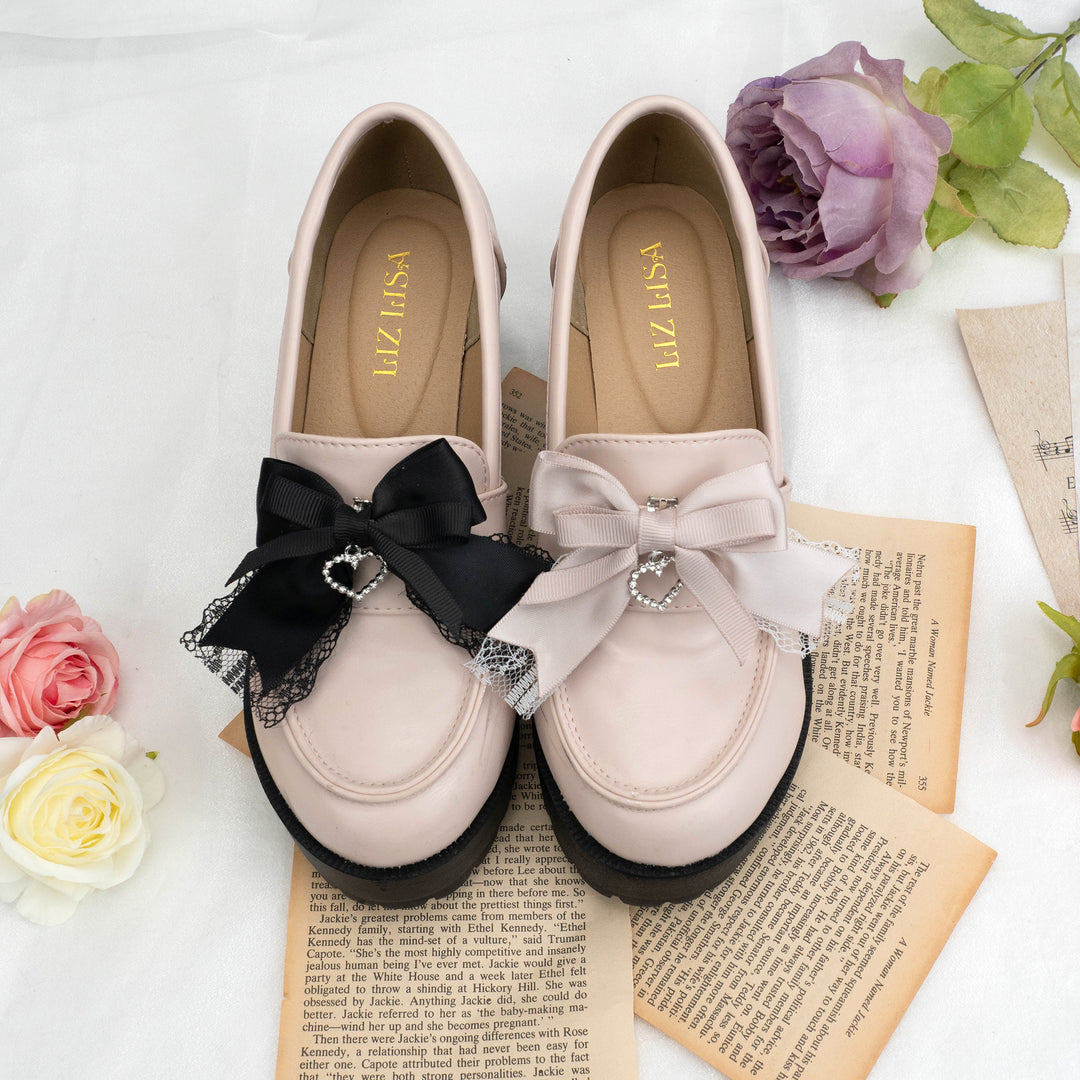 Jirai Kei Lolita Pink Black Bow Shoe Clips 21612:311878