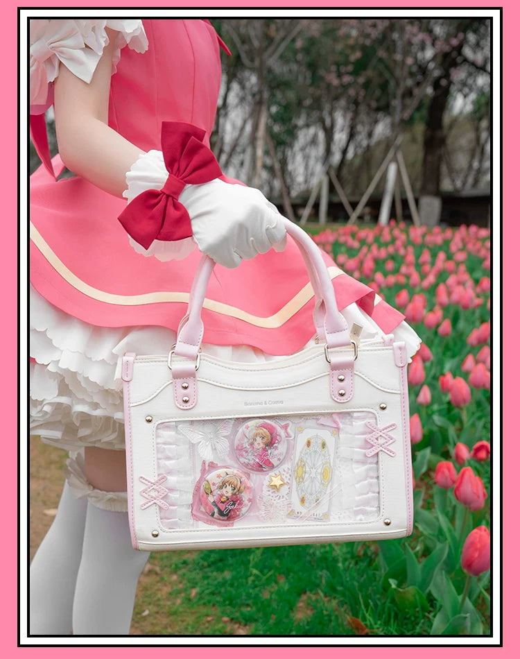 Y2K Square Shaped Ita Bag, Clear Window & Star Chain 45418:848156
