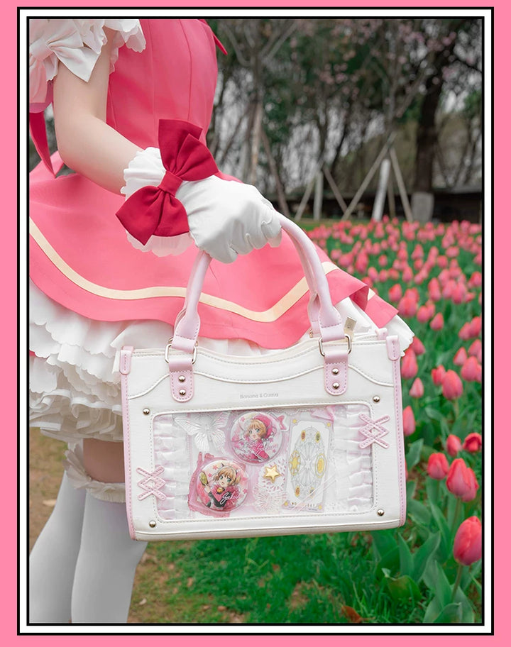 Y2K Square Shaped Ita Bag, Clear Window & Star Chain 45418:848156