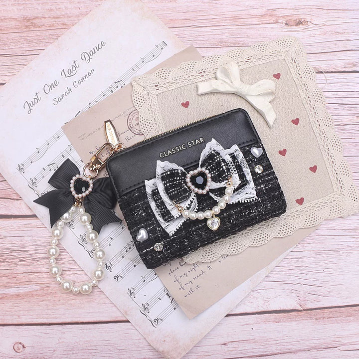 Ryousangata Rhinestone Wallet, Pom-Pom Pendant 45068:839559