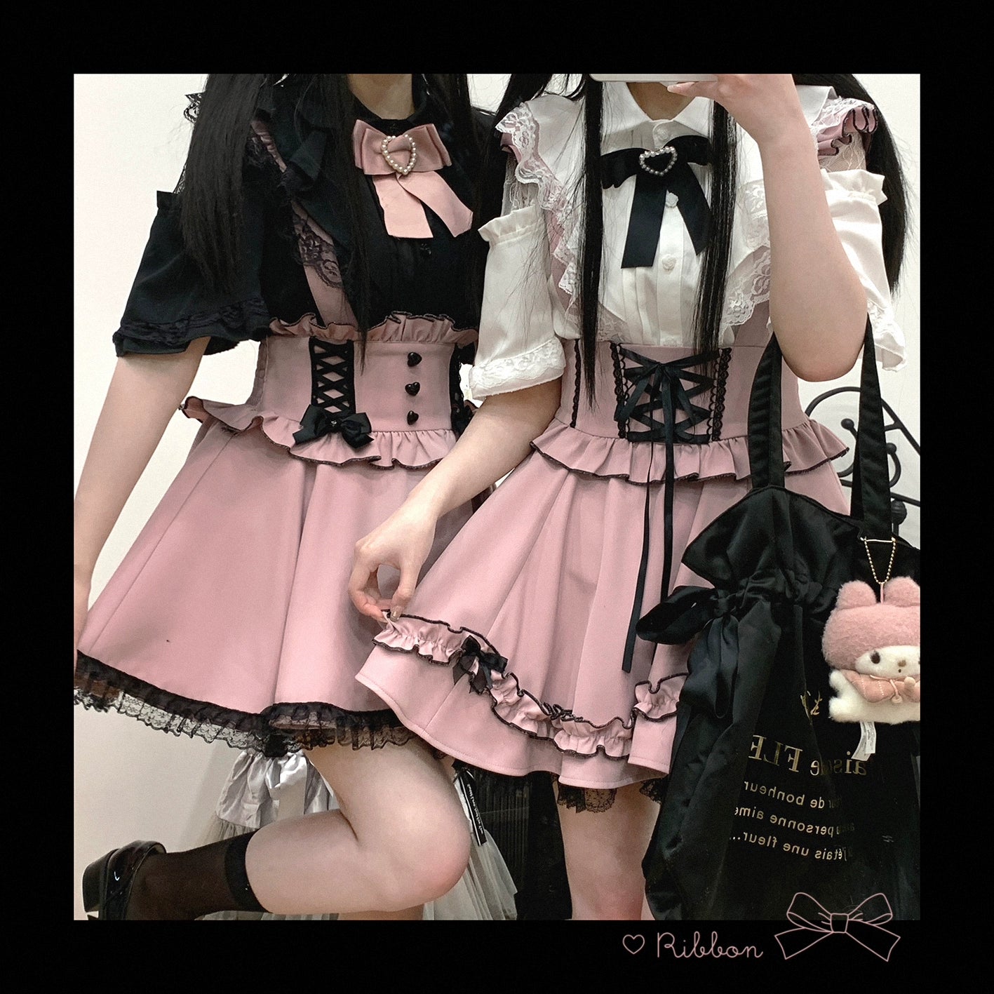 Jirai Kei Suspender Skirt Ruffled Lace Strap Salopette 35372:544058