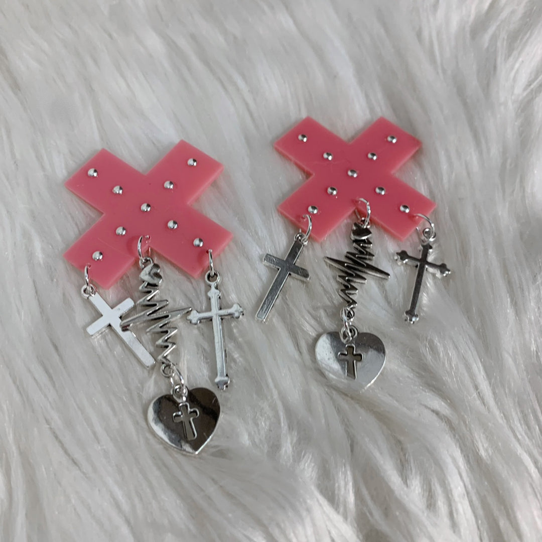 Jirai Kei Punk Hair Clips Subculture Cross Pendant Hair Clip 29272:357906