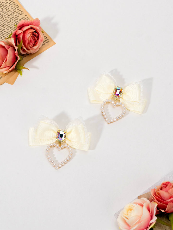 Kawaii Heart-Shaped Lace Sweet Hair Clips Multicolor 21564:309580