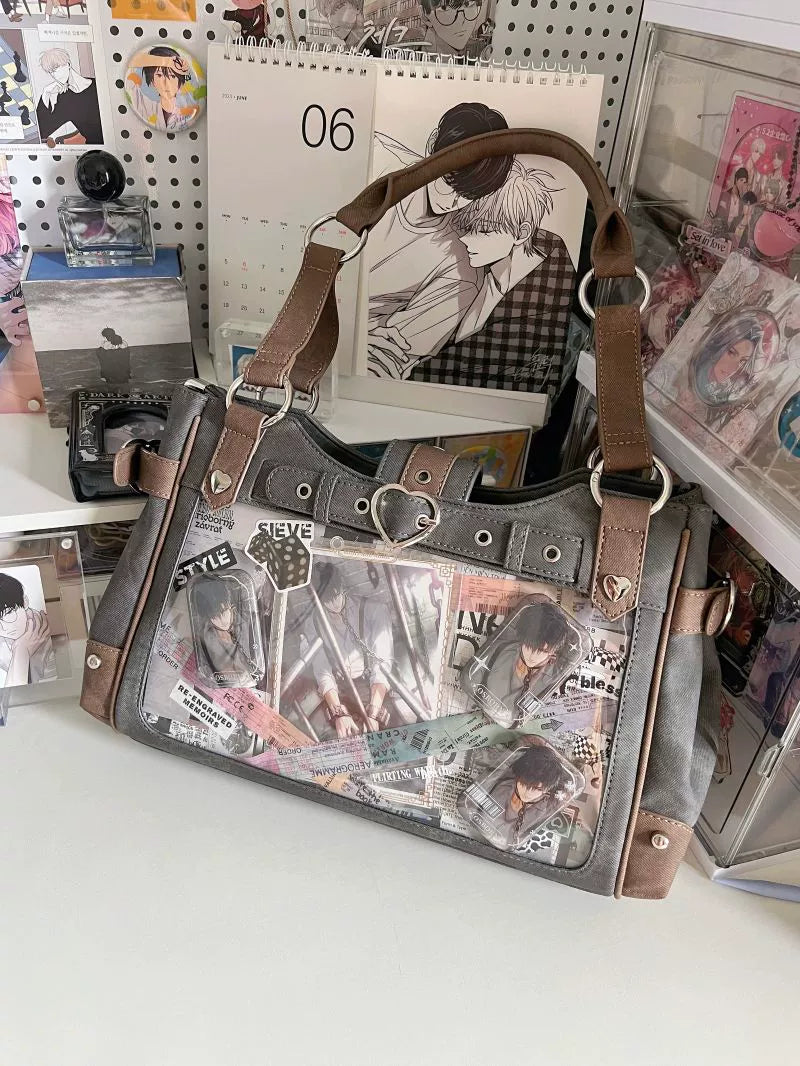 Punk Itabag Single Shoulder Bag Cool Office Worker Itabag (Gun-grey) 37056:546290 (Gun-grey) 37056:546290