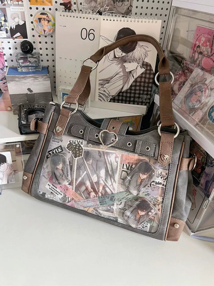 Punk Itabag Single Shoulder Bag Cool Office Worker Itabag (Gun-grey) 37056:546290