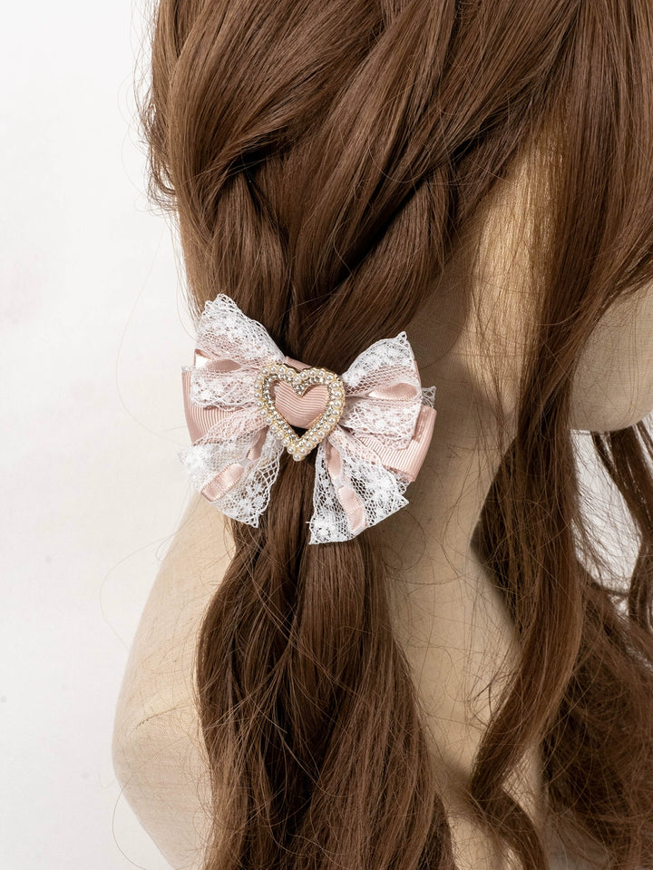 Kawaii Heart-Shaped Lace Sweet Hair Clips Multicolor 21564:309538 21564:309538