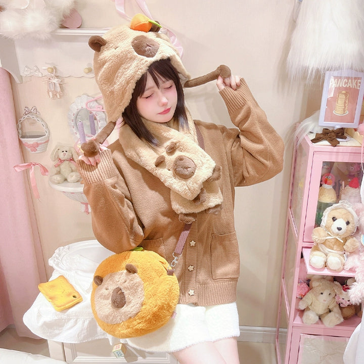 Kawaii Winter Hat Scarf Crossbody Bag 41088:686174