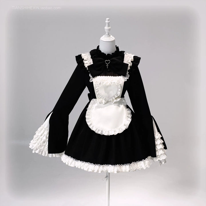 Maid-Inspired Dress Outfit, Detachable Apron 44427:807850