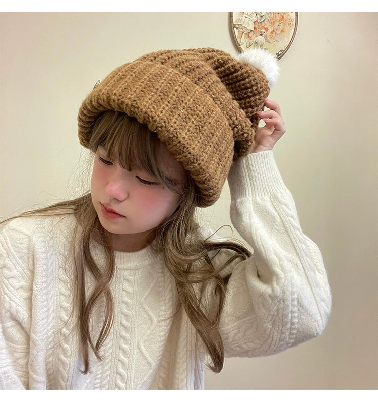 Warm Knitted Hat Thick Woolen Cap Winter Cold Hat 39338:620352