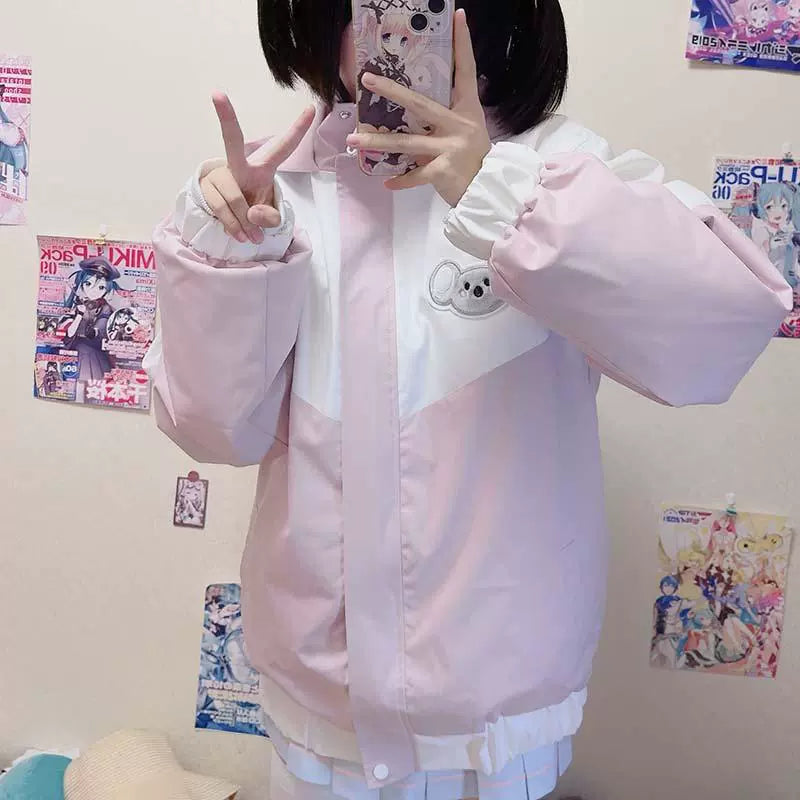 Plus Size Kawaii Coat Detachable Inner Jacket Pink Hoodie 39664:636980