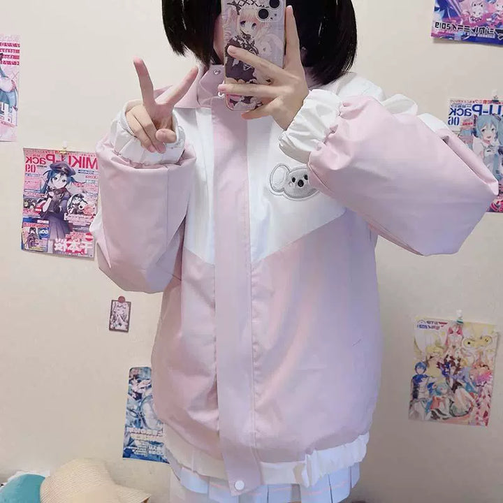 Plus Size Kawaii Coat Detachable Inner Jacket Pink Hoodie 39664:636980