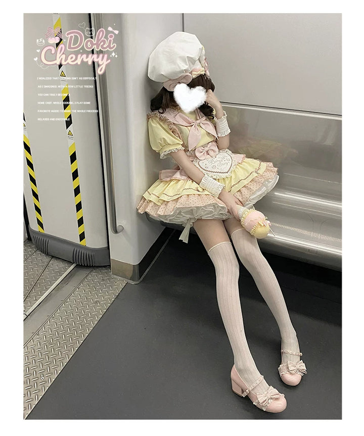 Kawaii Lolita Baker-Inspired Blouse, Suspender Skirt 44466:809184