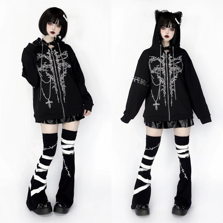 Jirai Kei Coat Zipper Hoodie Cat Ear Hooded Jacket 39668:636256