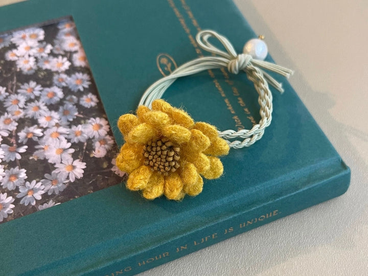 Japanese Hair Tie Handmade Sunflower Bow Scrunchy 28944:332870 28944:332870