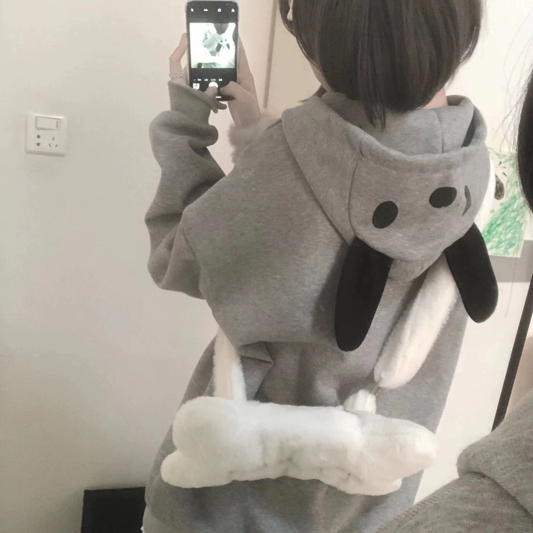 Kawaii Coat Grey Dog Ear Coat Long Sleeve Jacket 39720:645116