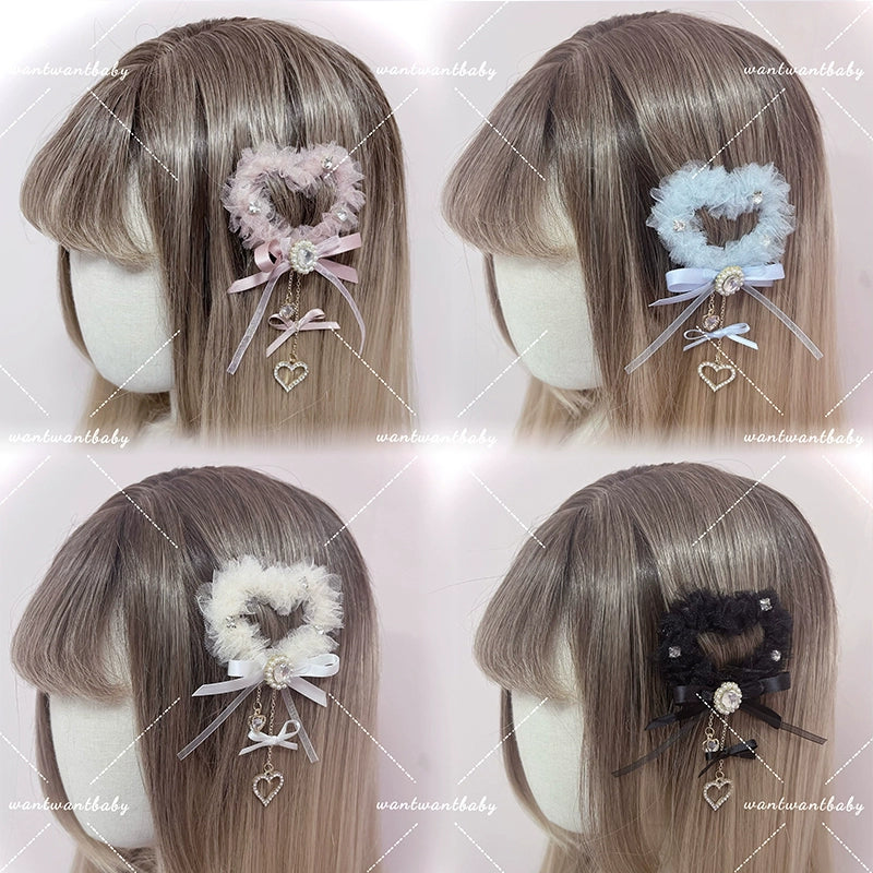 Ryousangata Tulle Heart-Shaped Hairclips 43825:786649