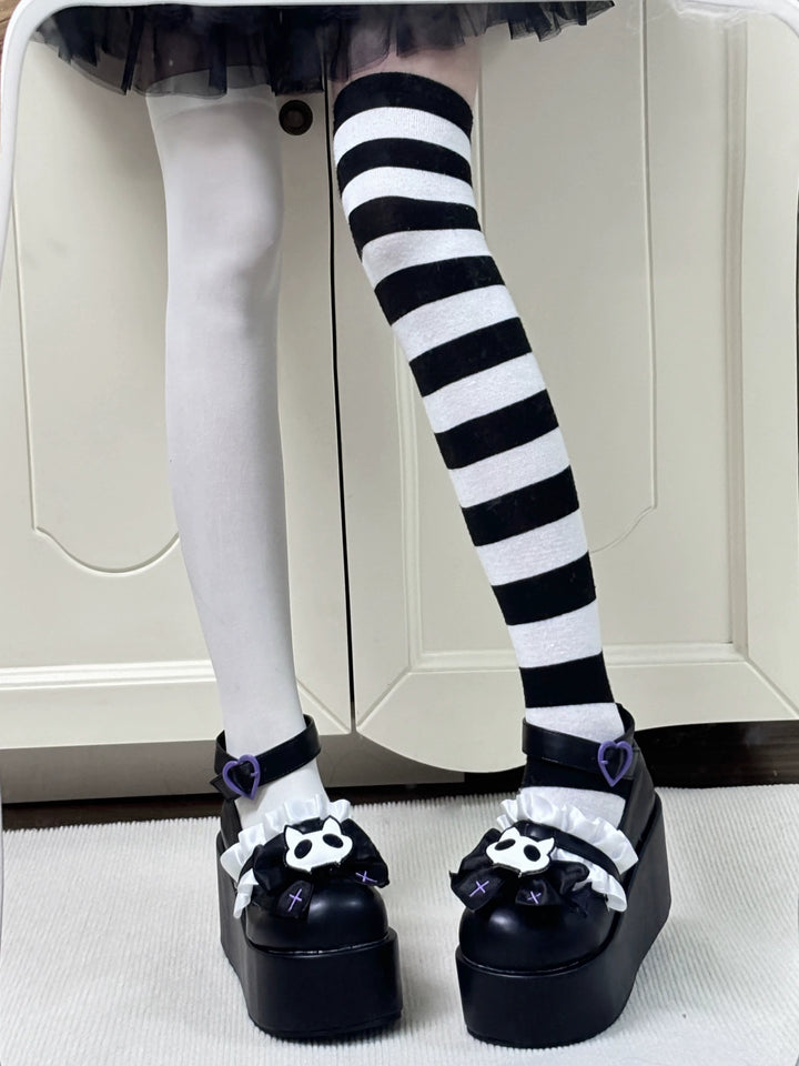 Gothic High Platform Shoes, Detachable Bow 45286:846150
