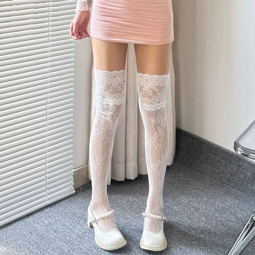 Y2K Leg Warmers, Lace Overknee Socks 43832:786564