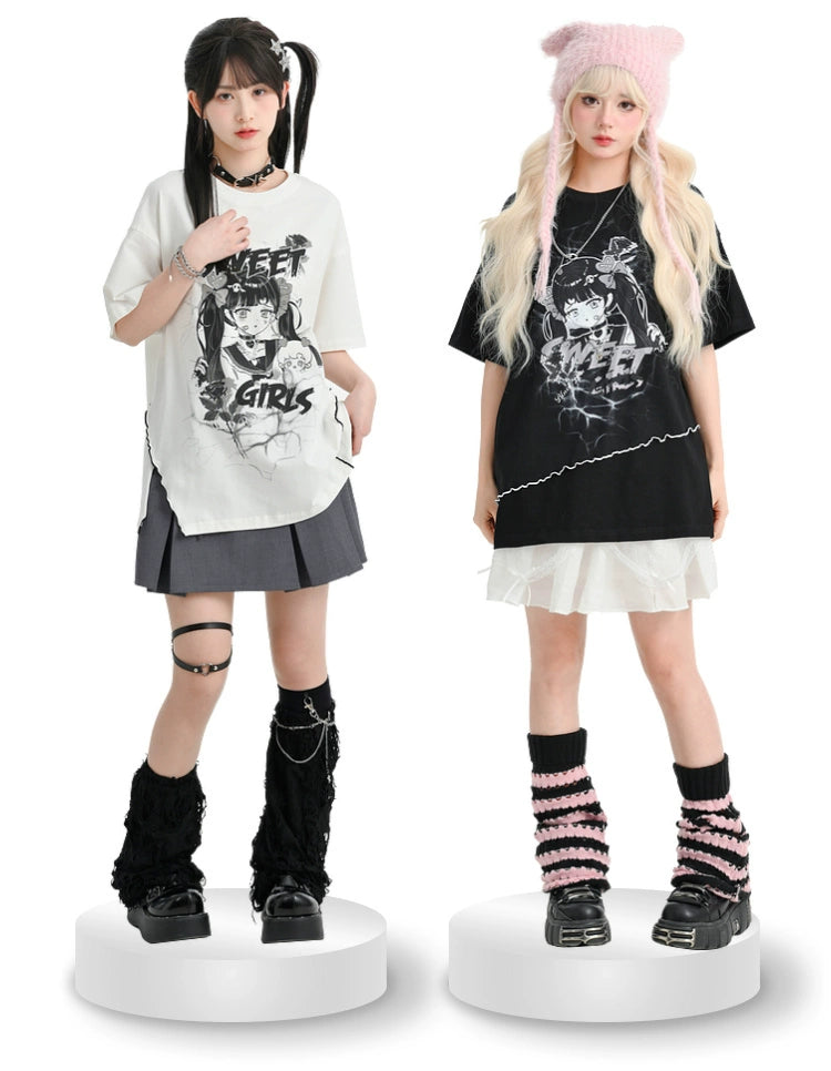 Y2K T-Shirt Anime Top Ripped Design 35898:559870