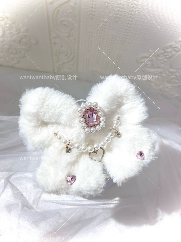 Fuzzy Ryousangata Hair Clip, Rhinestone Accents 44463:810418