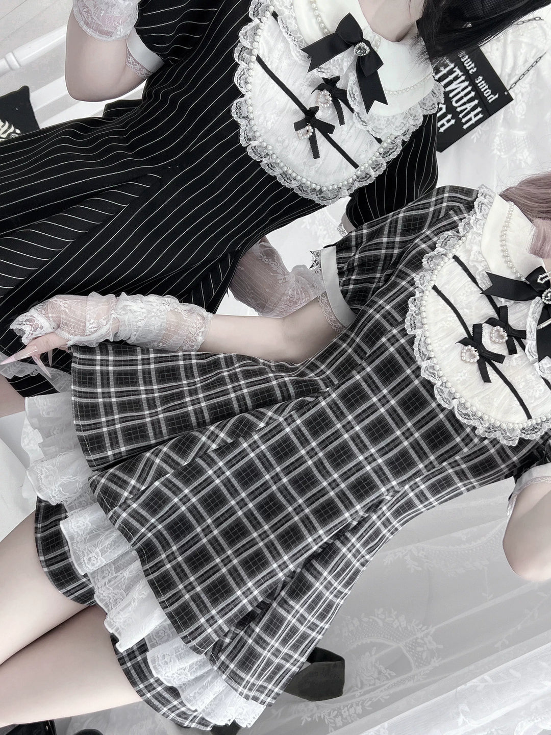 Peter Pan Collar Jirai Kei Dress Set, Bunny Ear 43649:783835