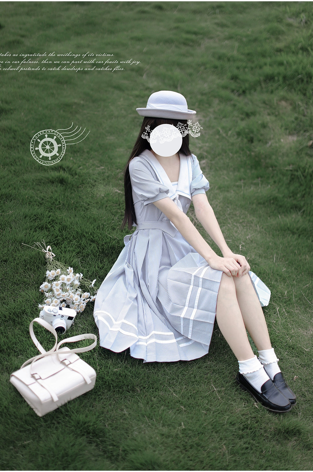 Summer JK Uniform Striped Dress, Sailor Collar 43627:781364