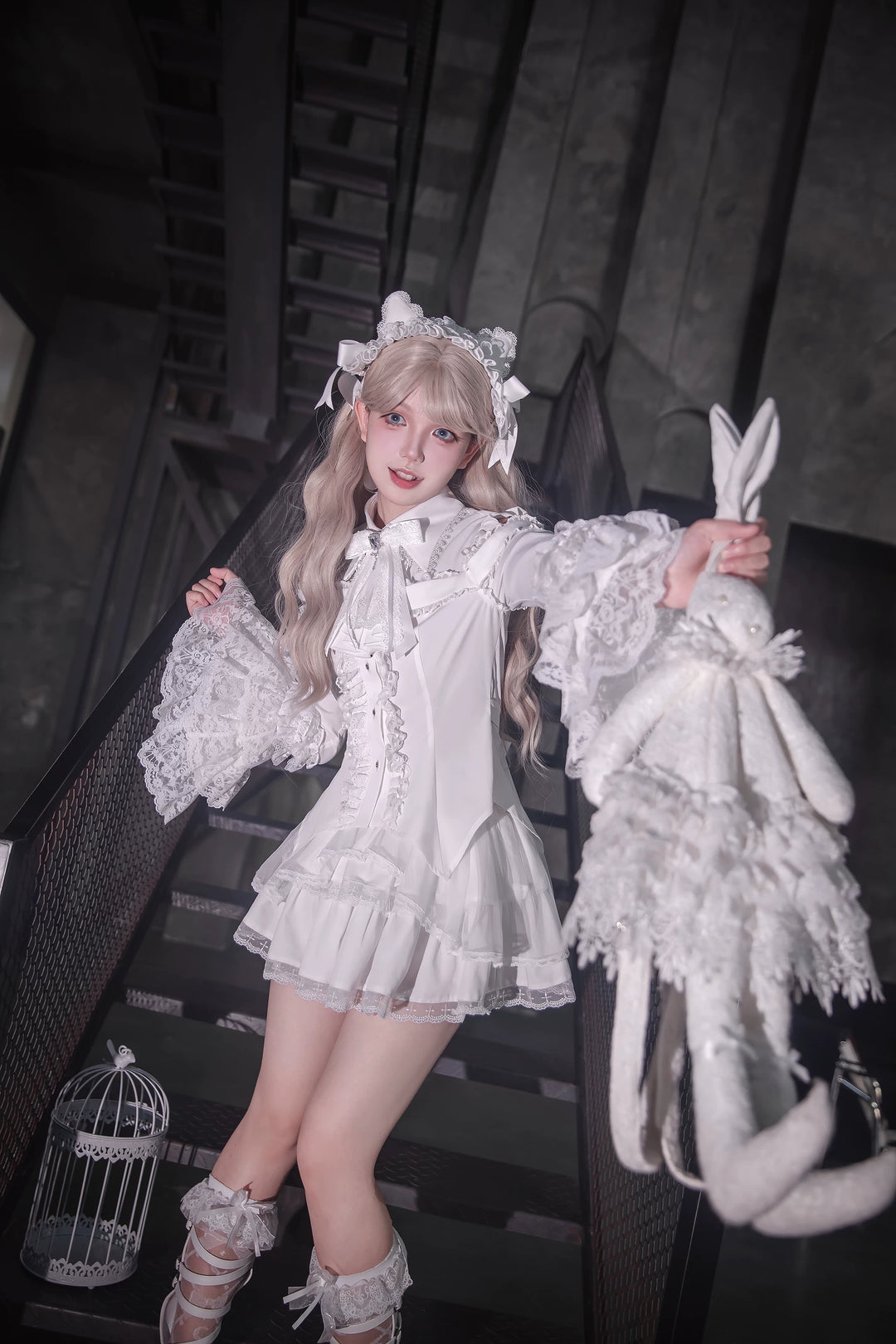 Subculture Hime Sleeve Blouse, Lace Skirt Set 45625:858377