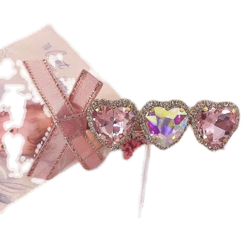 Jirai Kei Hair Clip Sweet Heart-shaped Rhinestone Headdress 35638:500226 35638:500226