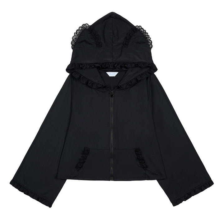 Jirai Kei Coat Sun-proof Jacket UPF50 Hoodie (Black) 38510:592370