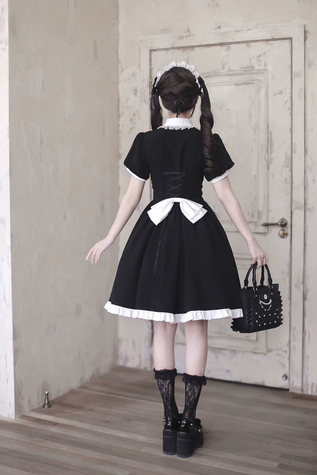 Gothic Lolita Button Closure OP Dress, Detachable Apron 44947:832438