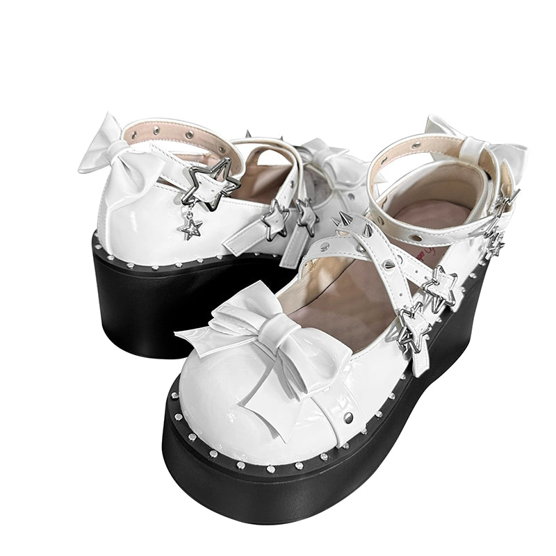 Punk Shoes Round-Toe Platform Shoes Rivet Y2K Shoes (35 36 37 38 39 40 41) 38054:603404