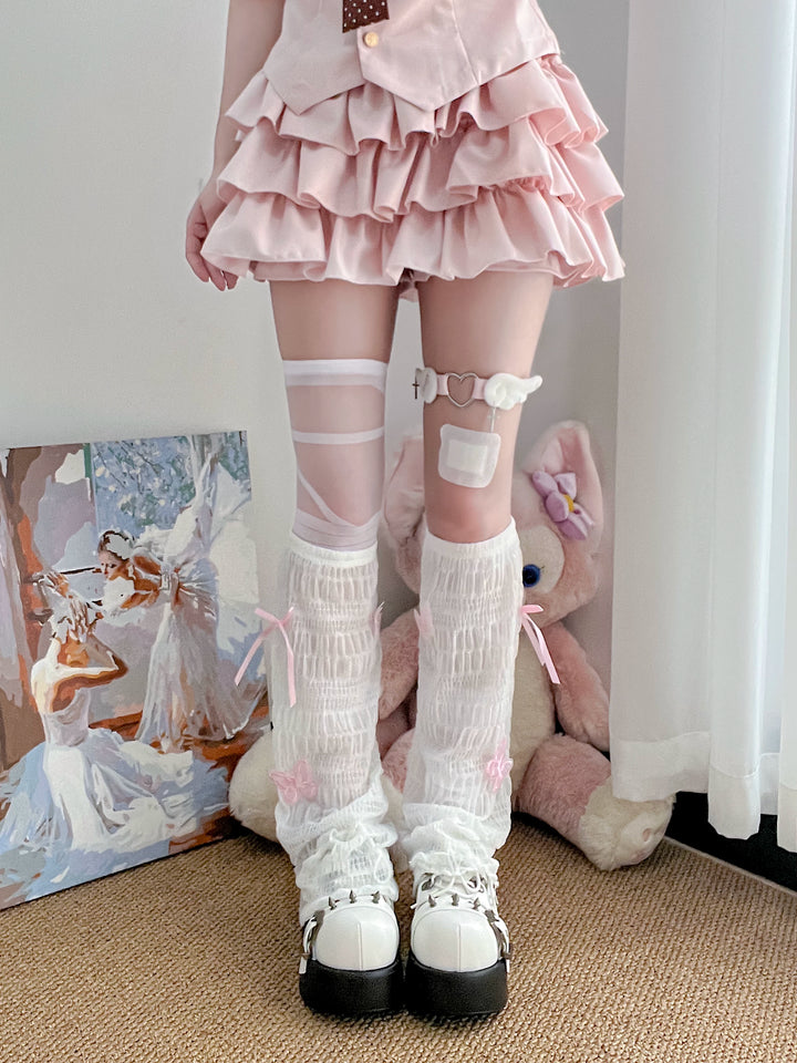 Summer Mesh Leg Warmers Set, Bow Details 45467:850926