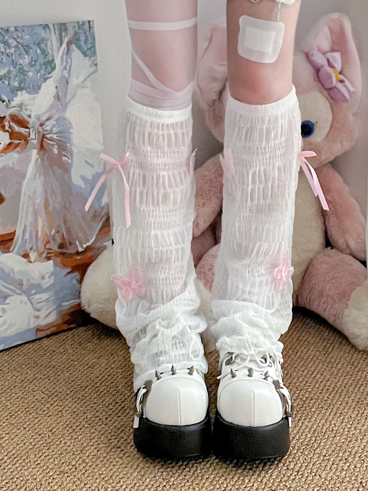 Summer Mesh Leg Warmers Set, Bow Details 45467:850937