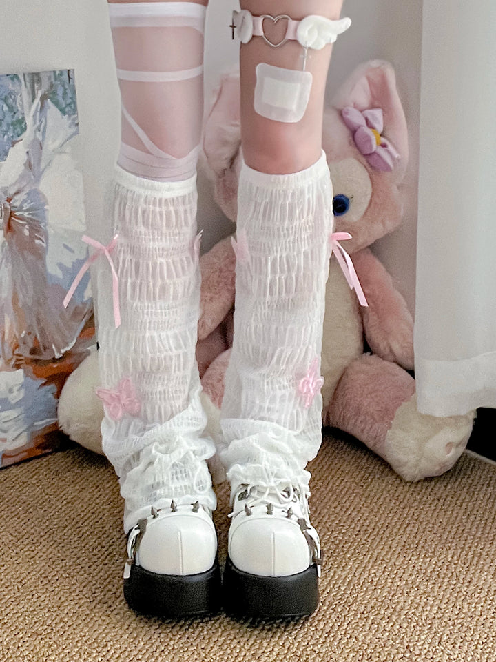 Summer Mesh Leg Warmers Set, Bow Details 45467:850933