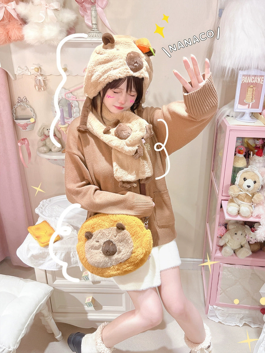 Kawaii Winter Hat Scarf Crossbody Bag 41088:686150