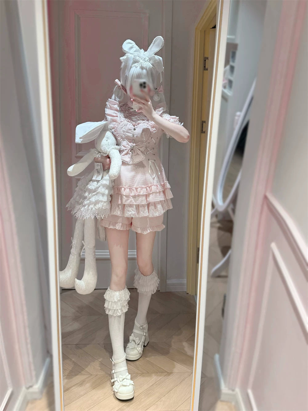 Ryousangata Dress and Shorts Set, Heart & Lace 45812:862965