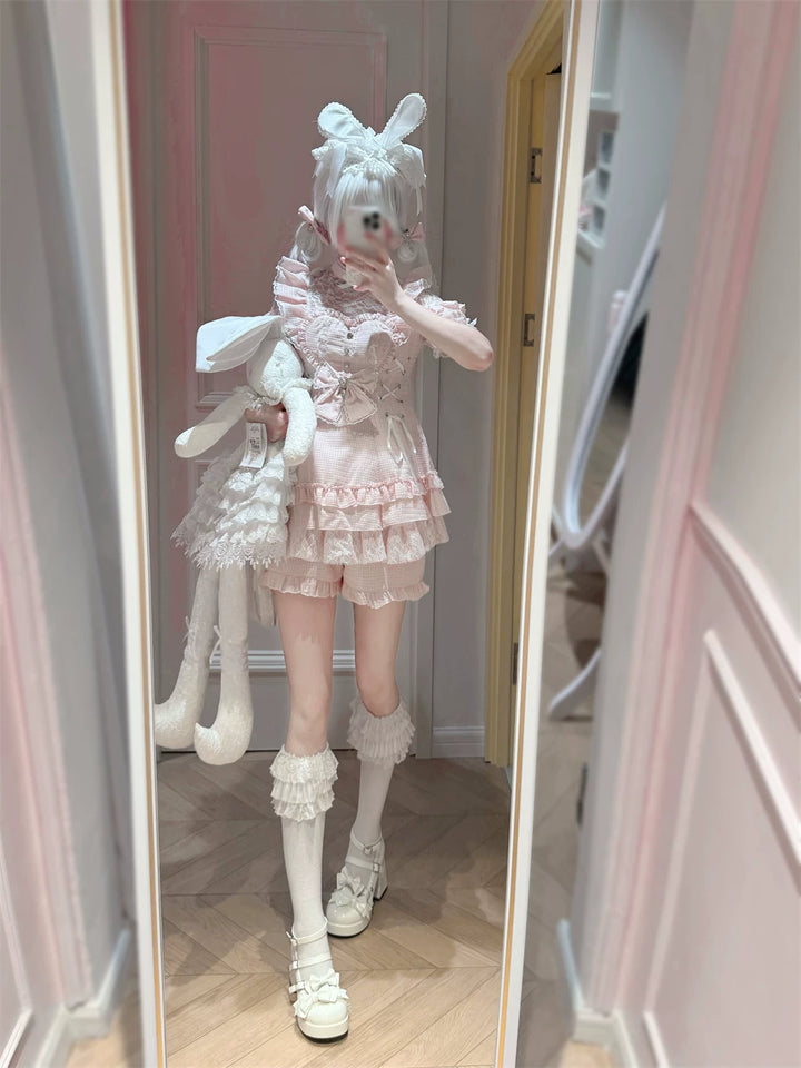 Ryousangata Dress and Shorts Set, Heart & Lace 45812:862965