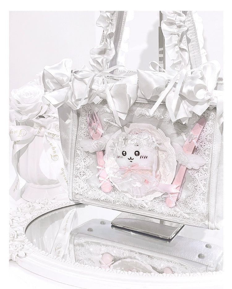 Elegant Satin Ita Bag, Rose-Inspired Ribbon & Clear Window 43230:773256
