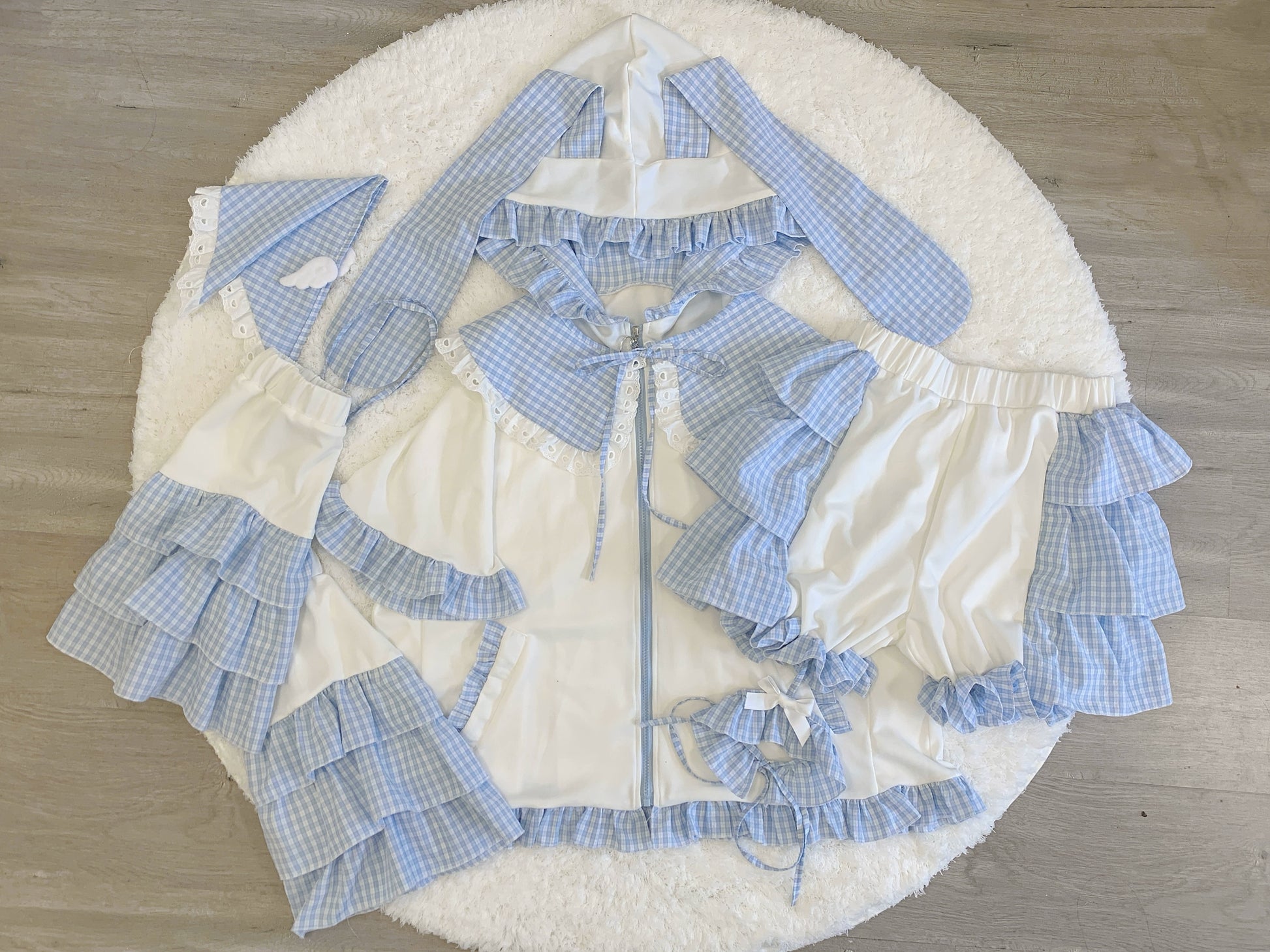 Tenshi Kaiwai Outfit Set Blue Short Sleeve Coat Set 37566:563394
