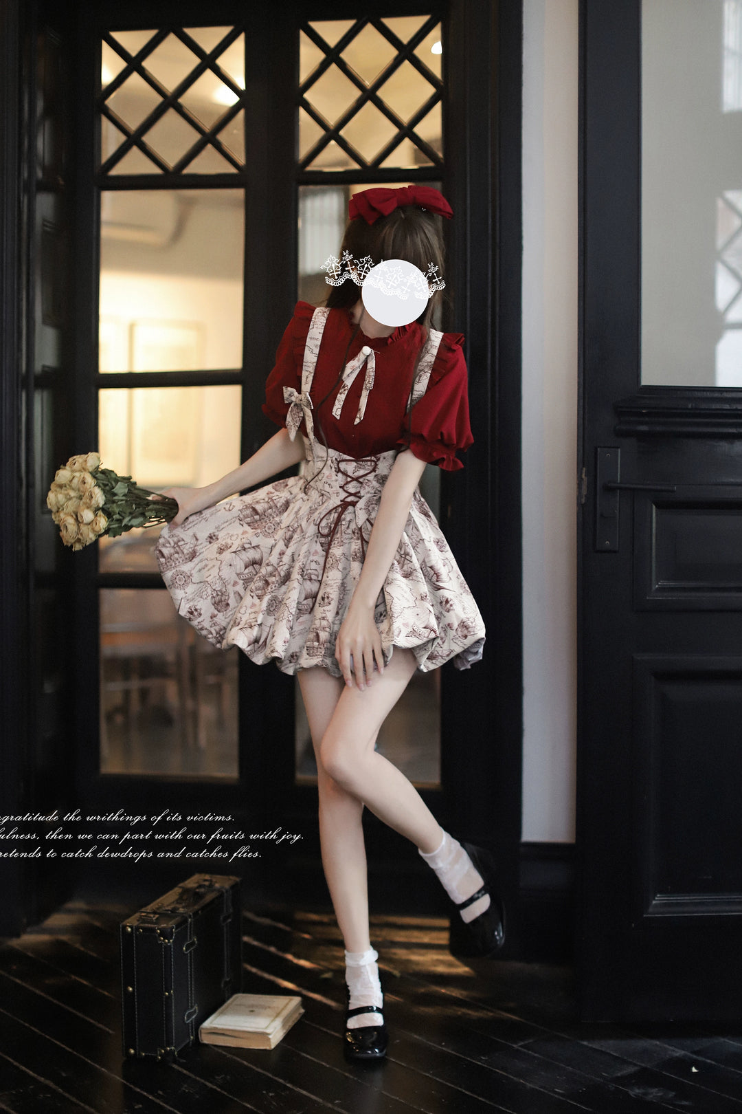 Classic Lolita Dress Jacquard Bud Salopette + Blouse + Bloomers 42920:757791