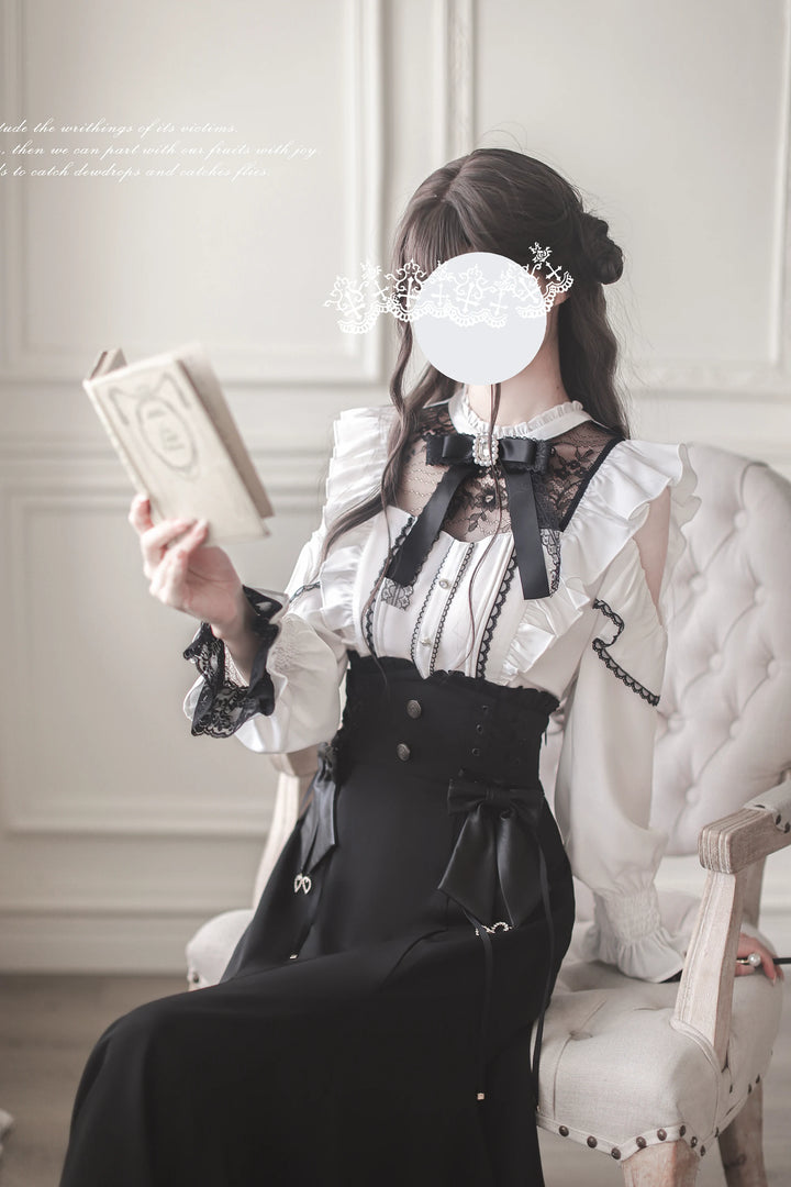 Ankle-length Jirai Kei Mermaid Skirt, Lace Detailed Blouse (L M S XL) 43112:873040