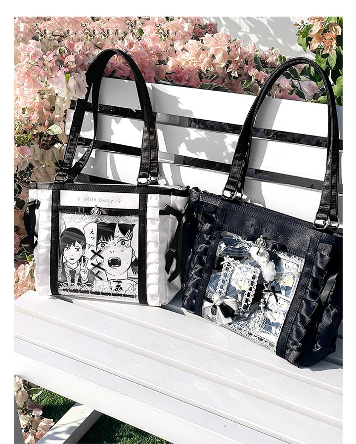 Large-Capacity Ita Bag, Clear Window Front + Rhinestones 43231:779310