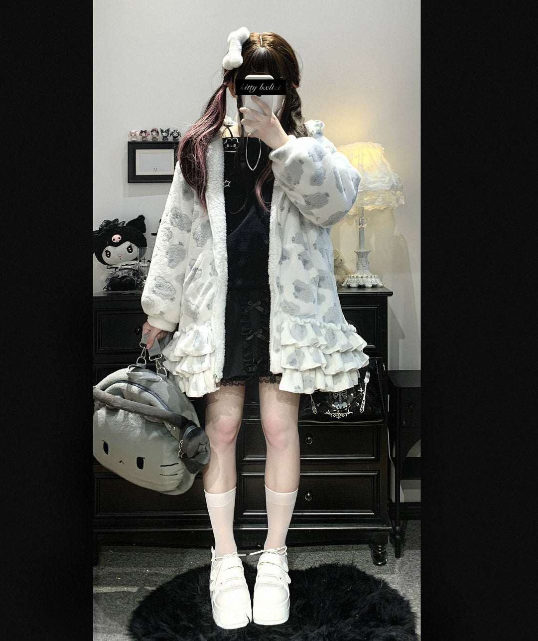 Kawaii Winter Coat, Skirt-Inspired Hem 44067:795119
