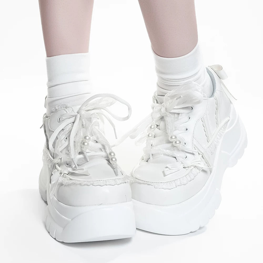 Jirai Kei High Platform Shoes, Lace Details 45748:861606