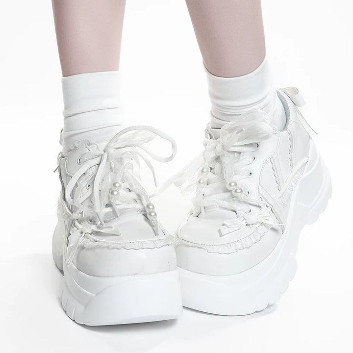 Jirai Kei High Platform Shoes, Lace Details 45748:861606